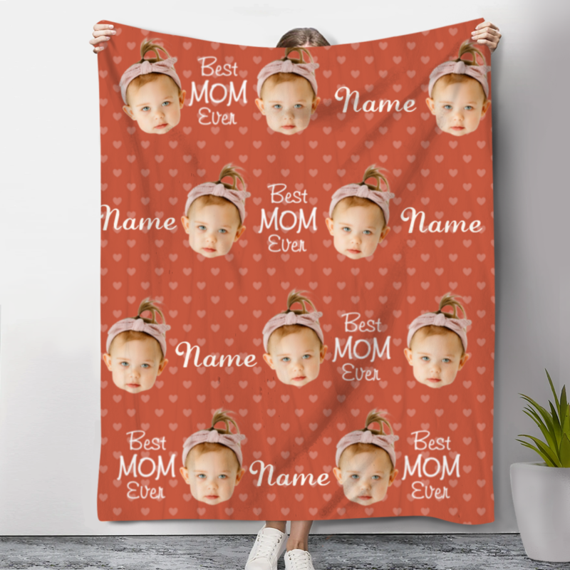 1st mothers day gift customized baby face fleece blanket best mom ever funny new mom gift