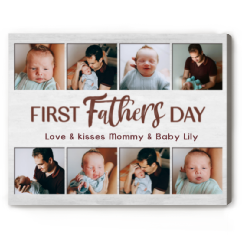 First Fathers Day Photo Canvas, Personalized 1st Father's Day Gift From Wife, Father's Day Gift For First Time Dad