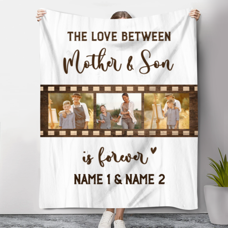 mother and son gift photo blanket mothers day gift from son customized gift for mom from son the love between mother and son is forever