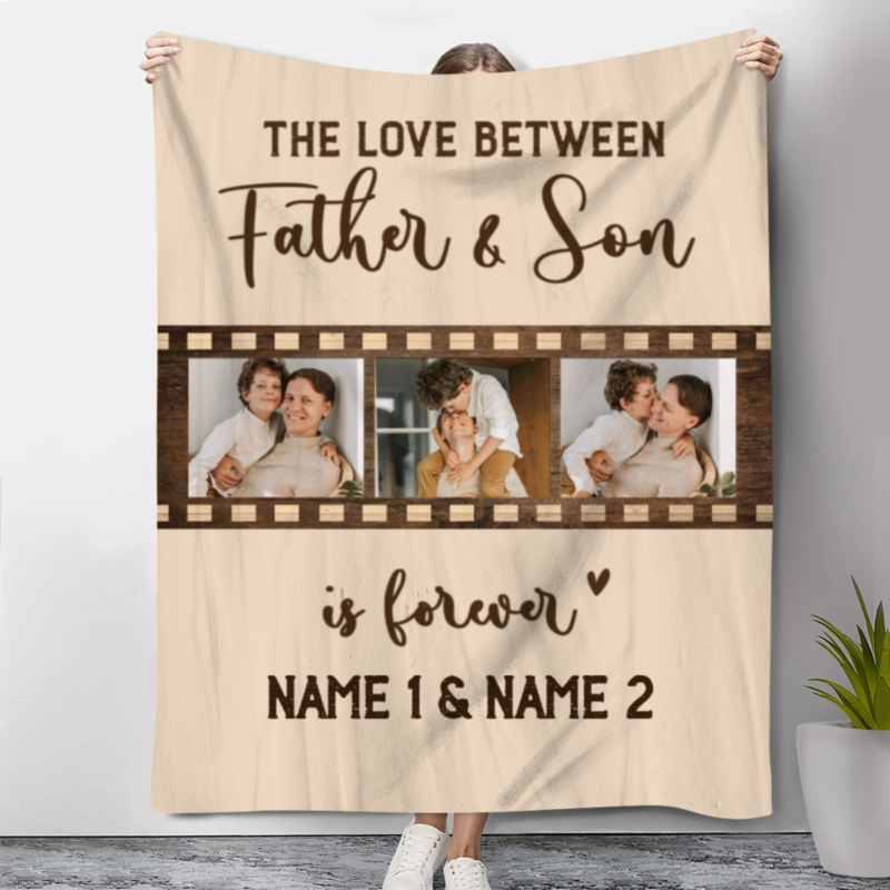 father and son gift picture blanket fathers day gifts from son customized gift for dad from son the love between father and son is forever