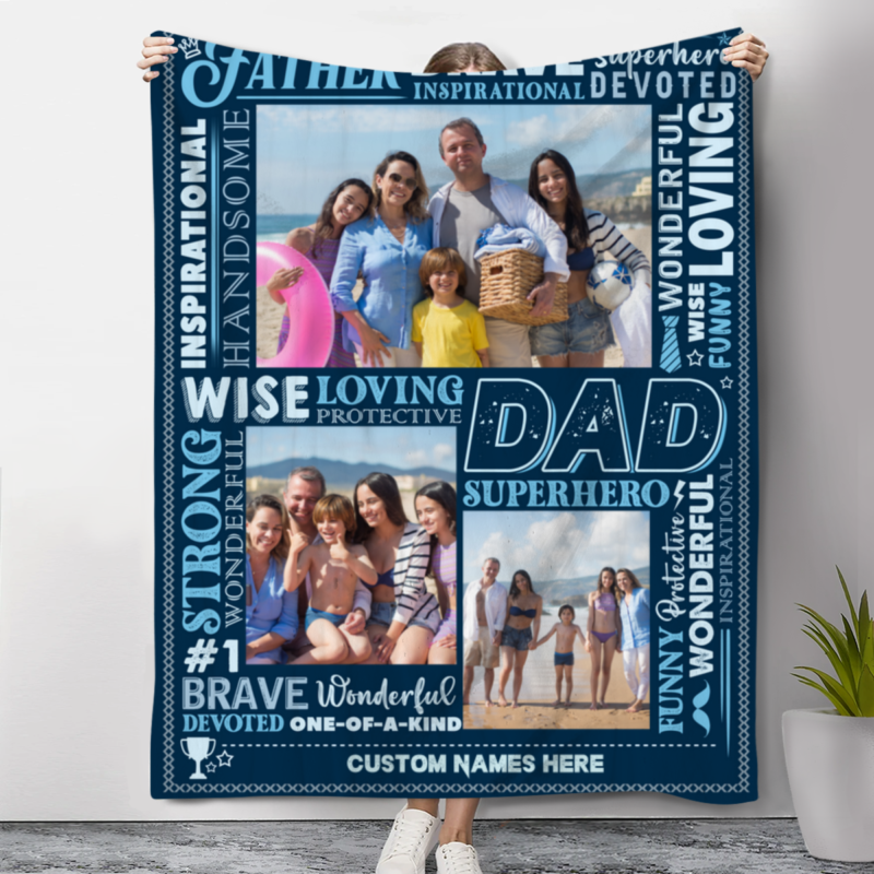 word art picture blanket for dad father's day blanket for dad personalized gift for father from children