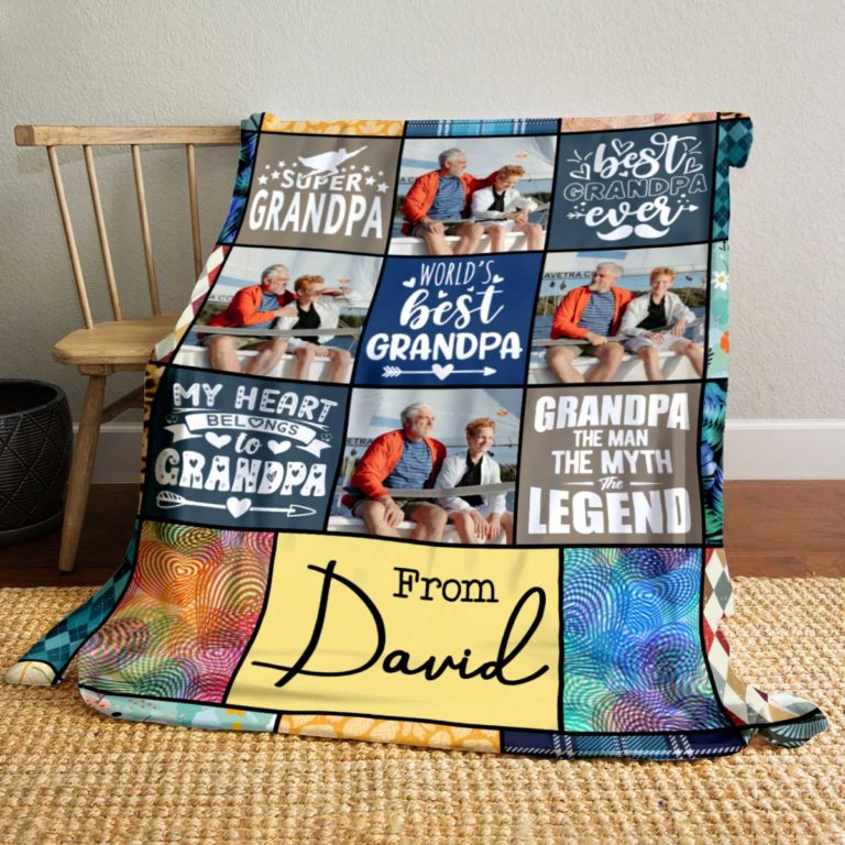 World's Best Grandpa Personalized 4 Picture Blanket, Grandfather