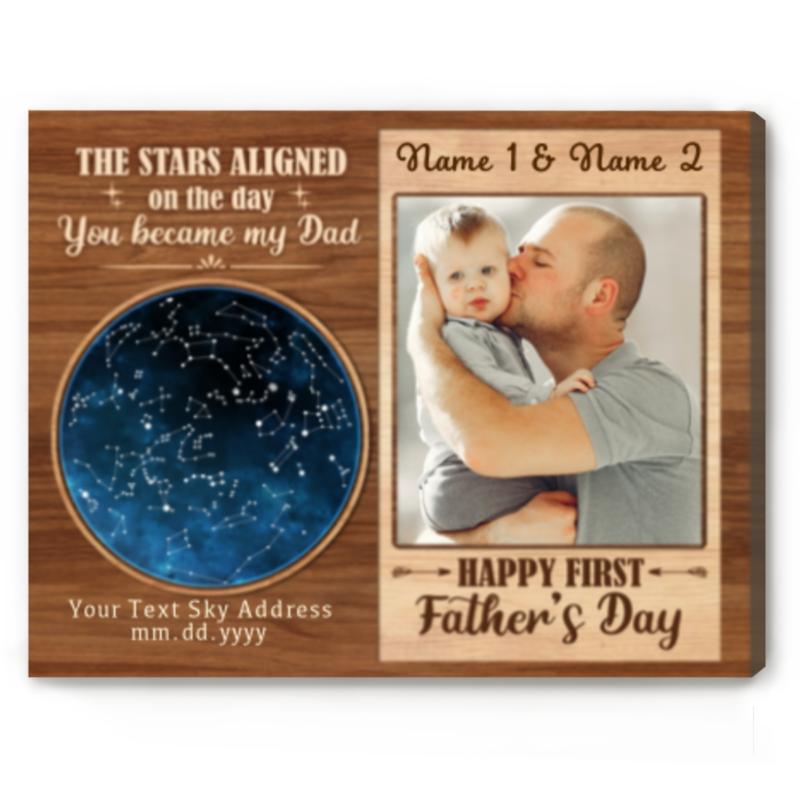 Happy First Father's Day Star Map Print, Father's Day Present For First Time Dads, Customized 1st Time Fathers Day Gifts For Husband