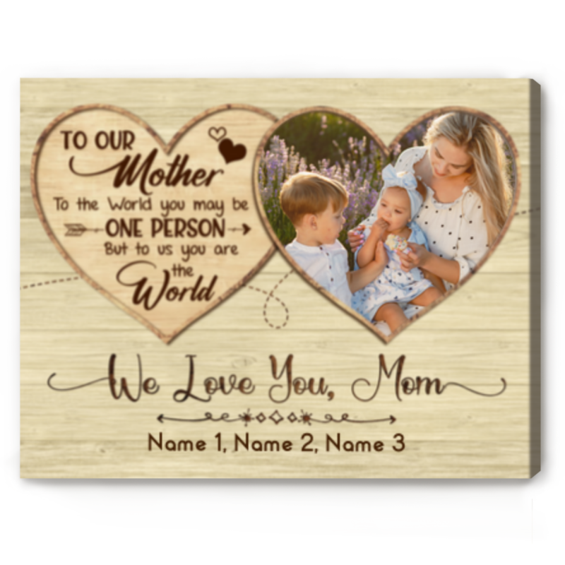 we love you mom heart picture canvas mothers day presents from children customized gift for mother to us you are the world