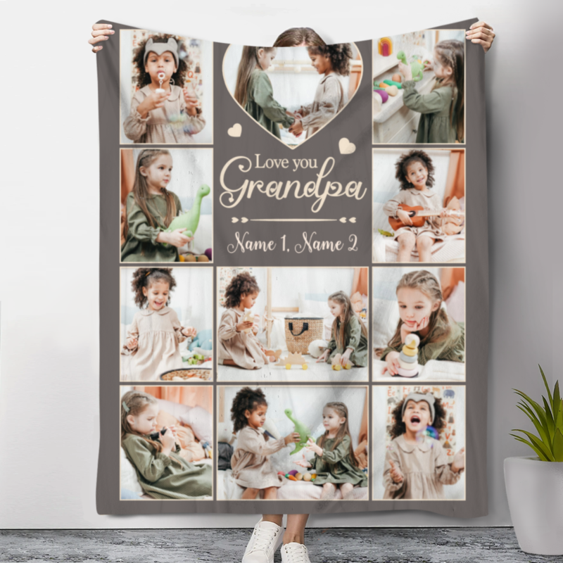 picture collage blankets for grandpa grandpa father's day gift personalized presents for grandpa with names