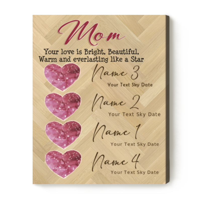 custom star map gift for mom from children night sky by date mother day gift birthday gift for mom canvas