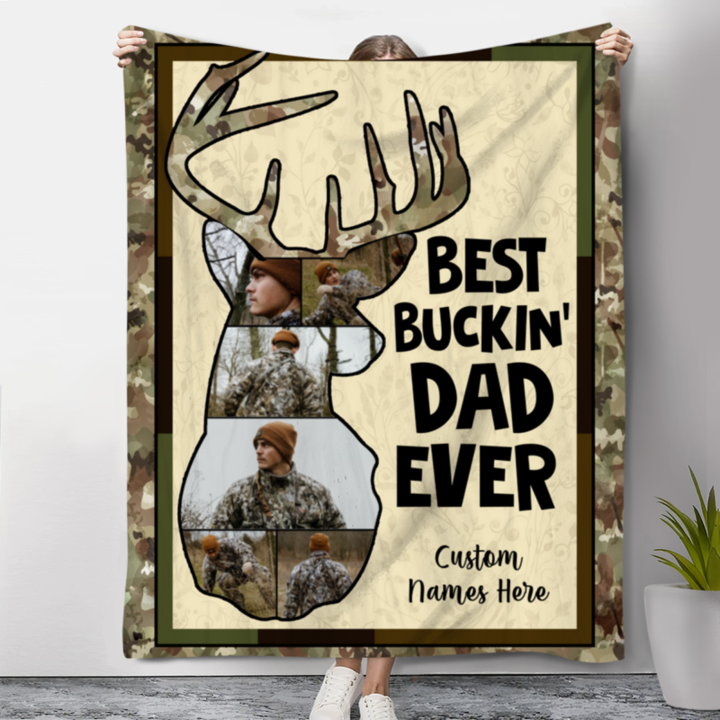 best buckin' dad ever personalized blanket father's day gifts for hunting dads deer hunting dad gift