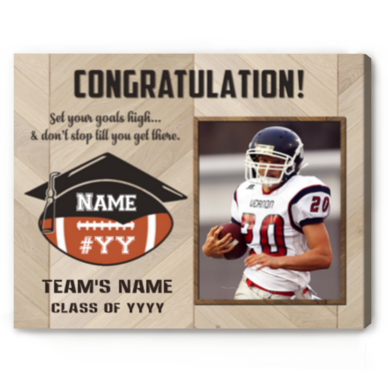 personalized football graduation photo print graduation gift for football player american football senior gift