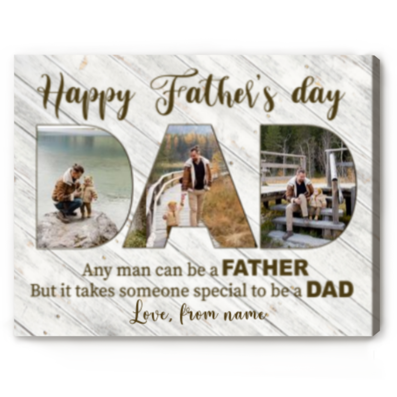 Happy Father's Day Personalized Canvas, 2023 Fathers Day Gift, Custom Fathers Day Picture Gift from Kids