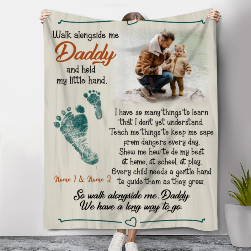 walk alongside me daddy photo blanket father's day gifts from toddler personalized gift for new dad