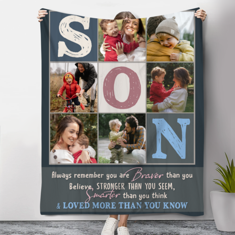 Personalized Photo Blanket for Son, Gift For Son From Mom and Dad, Son Photo Gifts