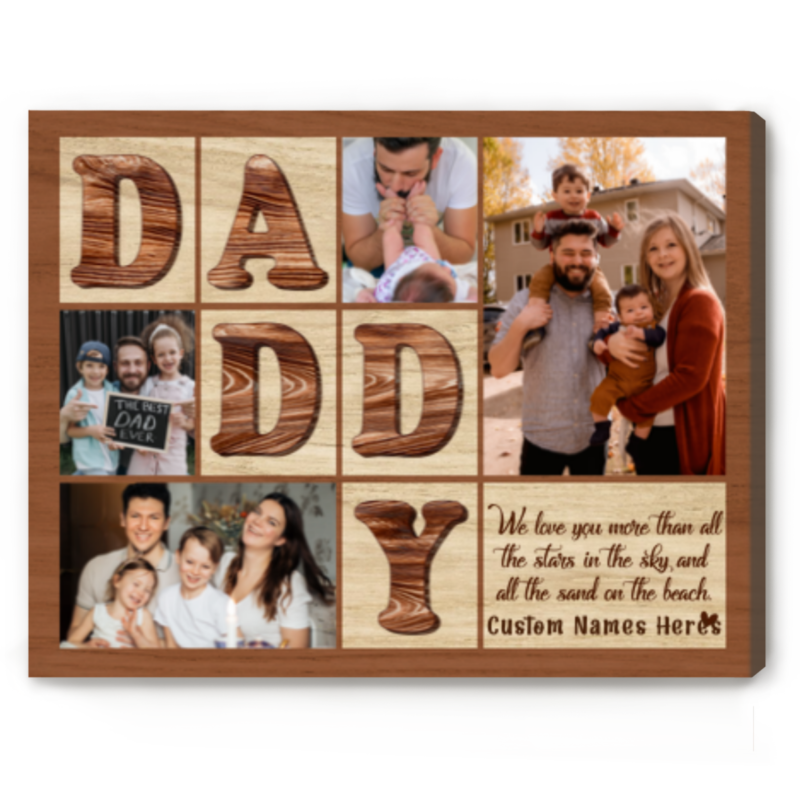 Personalized Photo Daddy Canvas Print, Gifts for Daddy, Daddy Gifts with Custom Kids Name