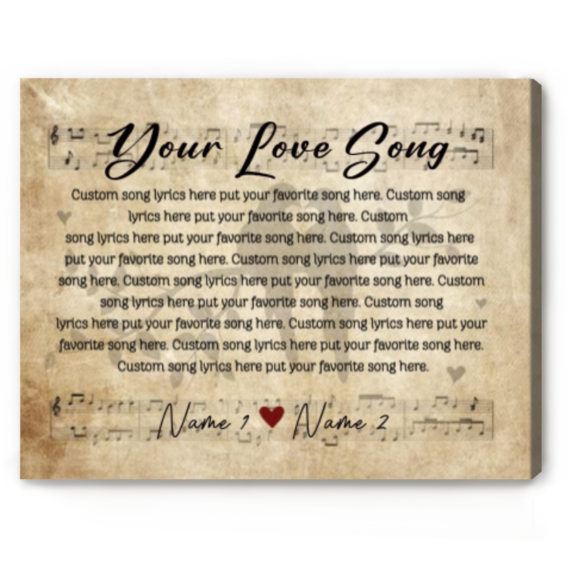 Love Birds Song Lyrics Personalized Canvas, Custom Song Lyrics Wall Art, Wedding Anniversary Gifts