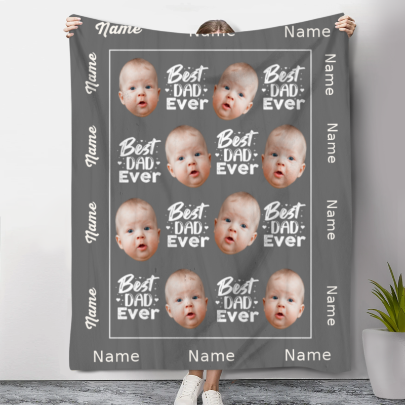 custom baby face photo blanket for new dad funny first fathers day gift from baby new dad gift