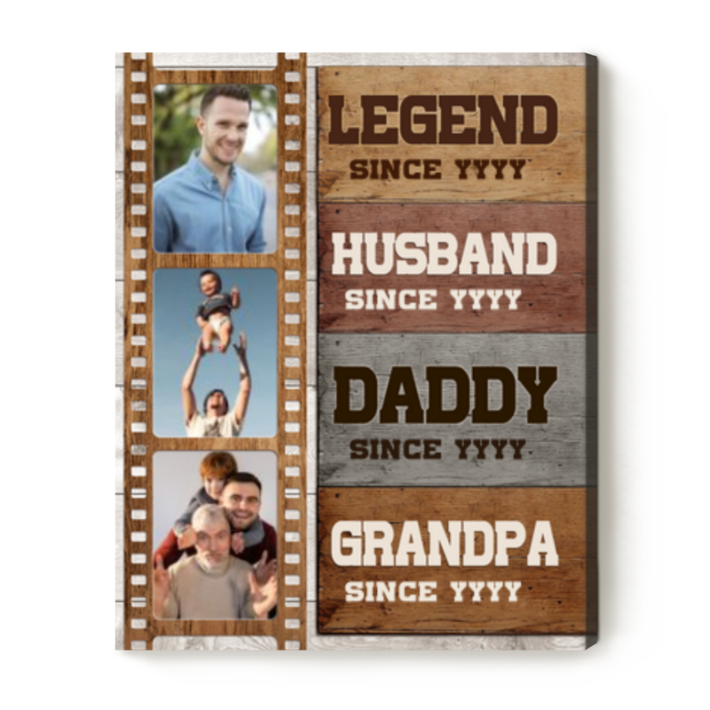 legend husband daddy grandpa photo canvas father's day gifts canvas for new grandpa personalized daddy grandpa gift