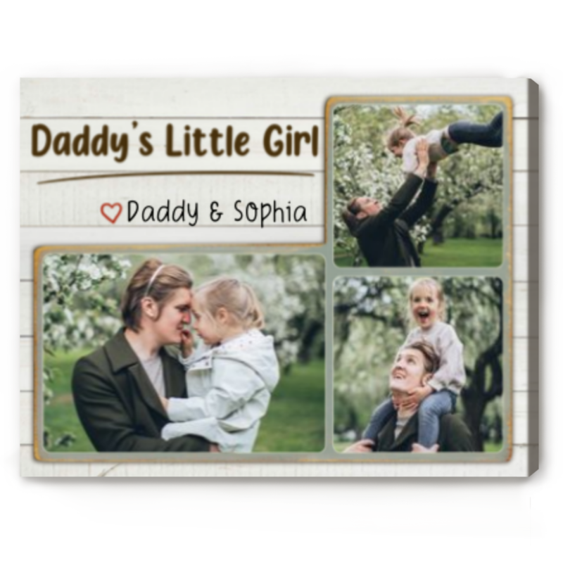 daddy's little girl personalized photo canvas fathers day gift from little daughter daddy daughter gift