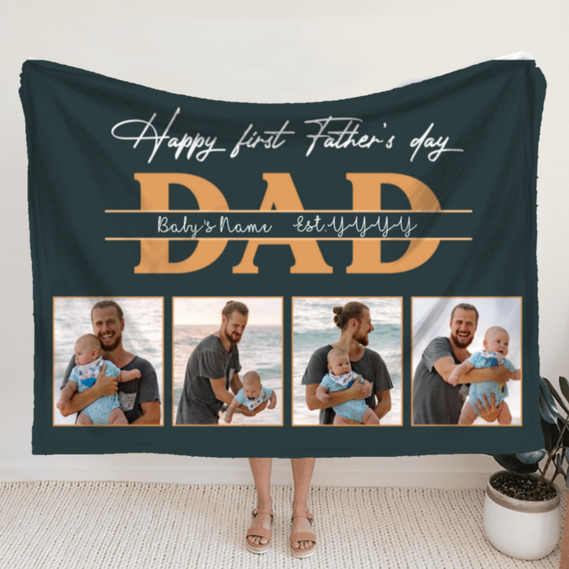 happy first father's day photo blanket personalized 1st fathers day gifts from baby girl father's day first time dad gift