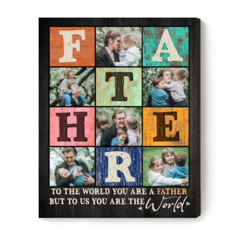 Father Custom Photo Canvas, Father's Day Photo Gifts, Custom Gift For Father