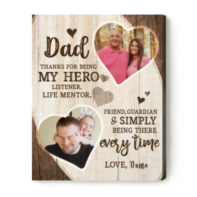 dad thanks for being my hero personalized canvas fathers day presents from daughter birthday gifts for fathers