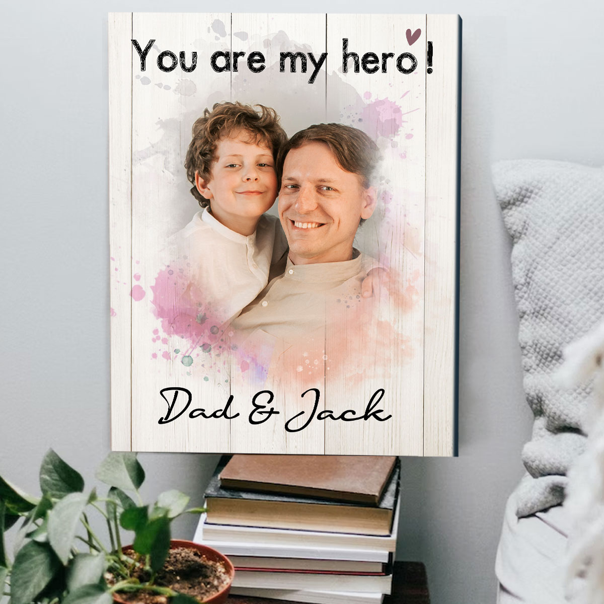 dad and child line portrait from photo