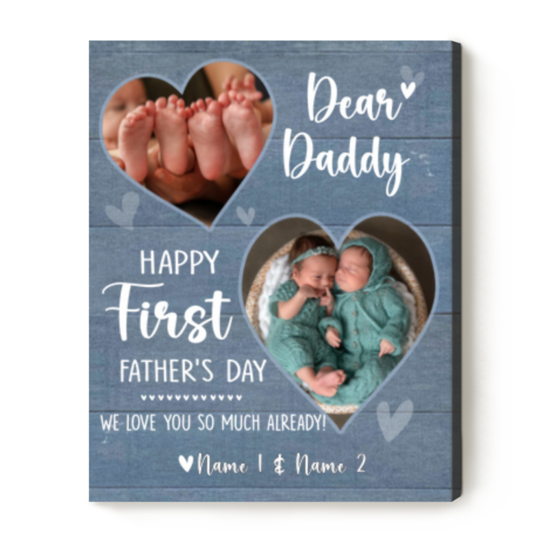 first father's day dad of twins gift father's day gift from twins or siblings first time dad of twins picture canvas