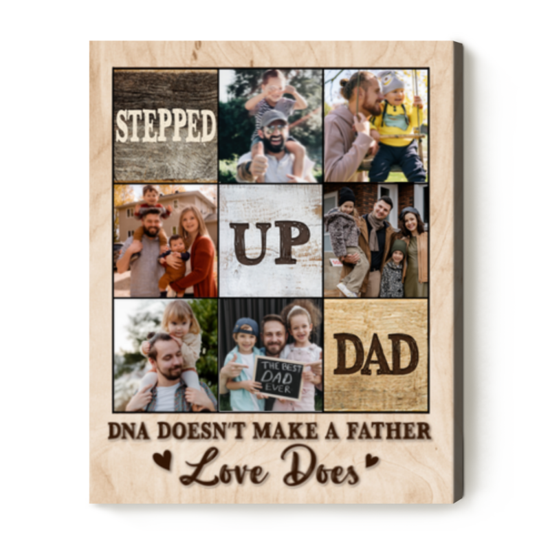 Personalized Stepped Up Dad Photo Canvas, Father's Day Gift For Step Dad, Stepped Up Dad Gifts