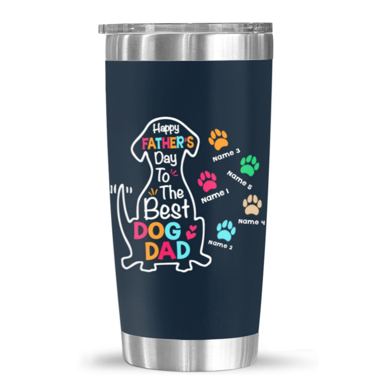 happy father's day to the best dog dad tumbler father's day gifts from your dog custom dog dad gifts tumbler with names