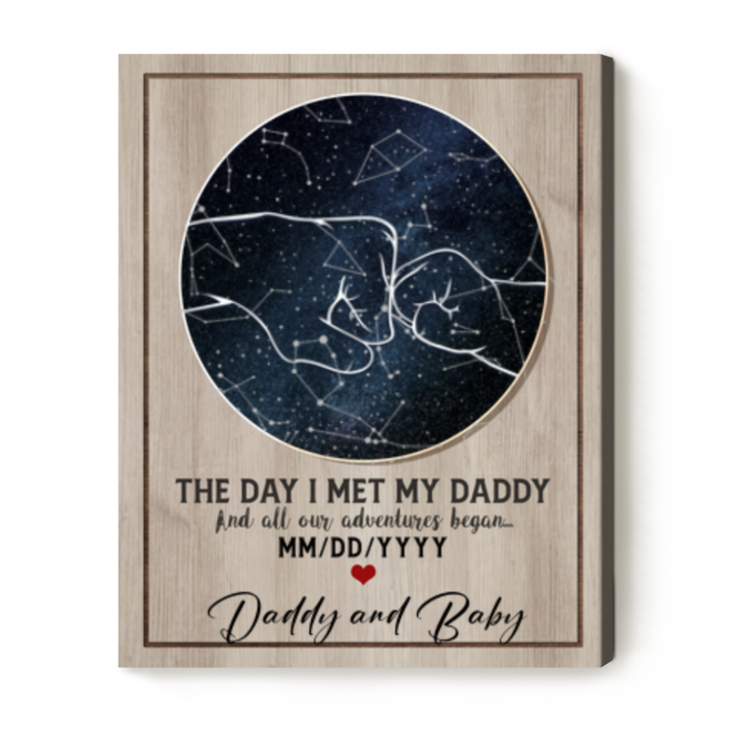 The Day I Met My Daddy Custom Star Map Print With Photo, 1st Fathers Day Star Map Gift, Personalized Gift for New Dad