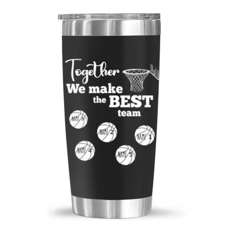basketball dad tumblers with kids names father's day basketball gift together we make the best team tumbler