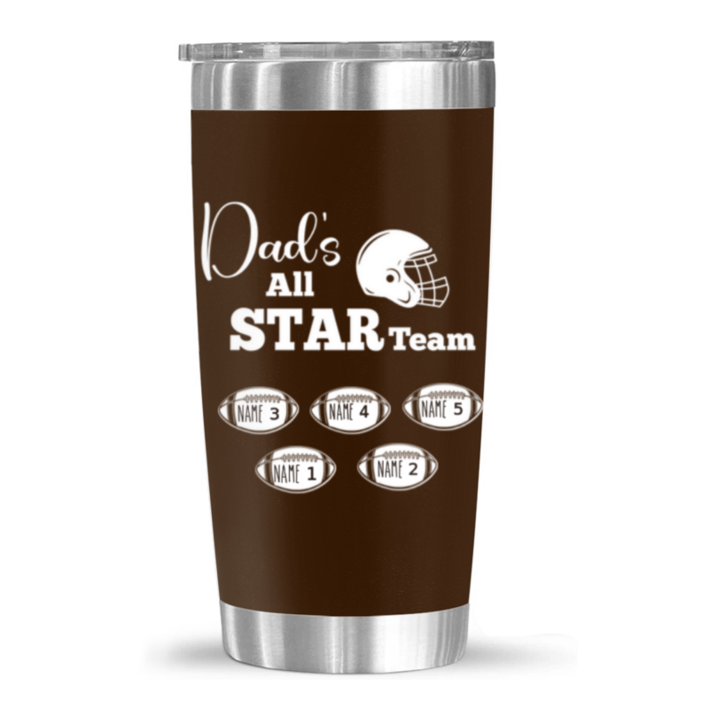 football dad's all star team tumbler custom football father's day gifts football dad tumbler with kids names