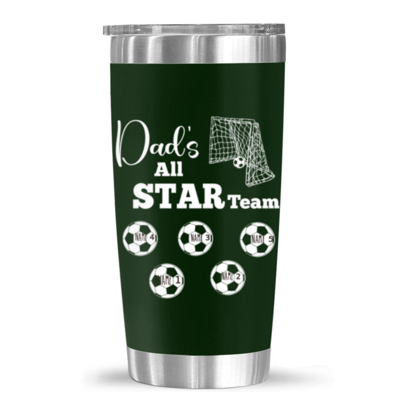 dad's all star team tumbler with names soccer father day gift from kids custom soccer tumbler for dad