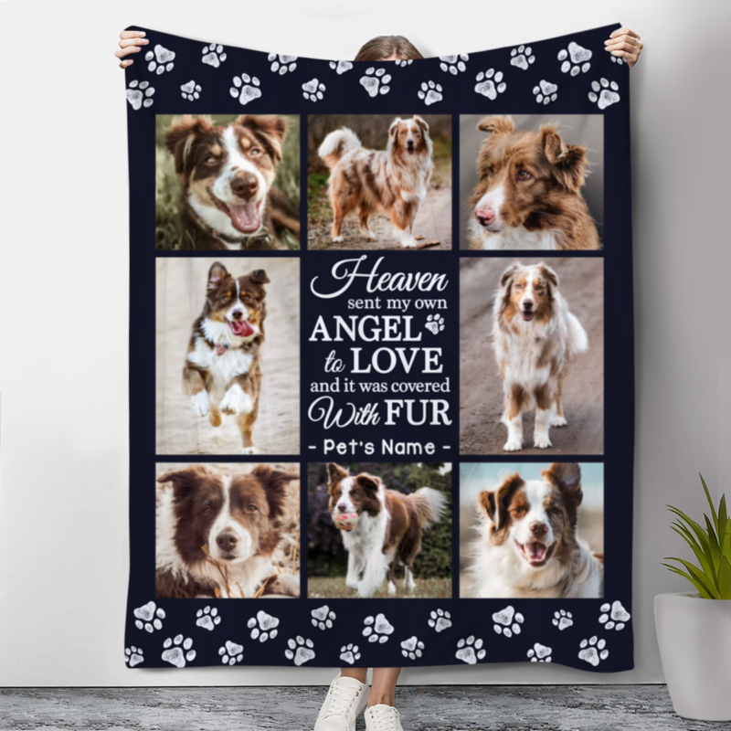 dog memorial blanket with photo personalized pet loss gifts dog bereavement gift heaven sent my our angel to love