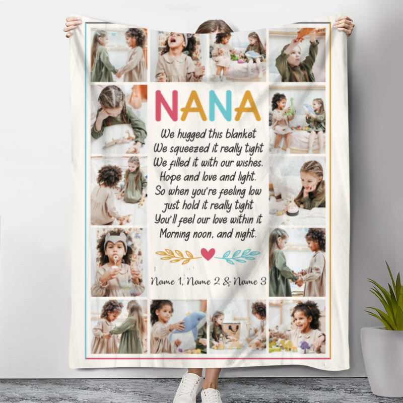 nana we hugged this blanket photo collage personalized nana gifts from grandkids nana christmas gifts