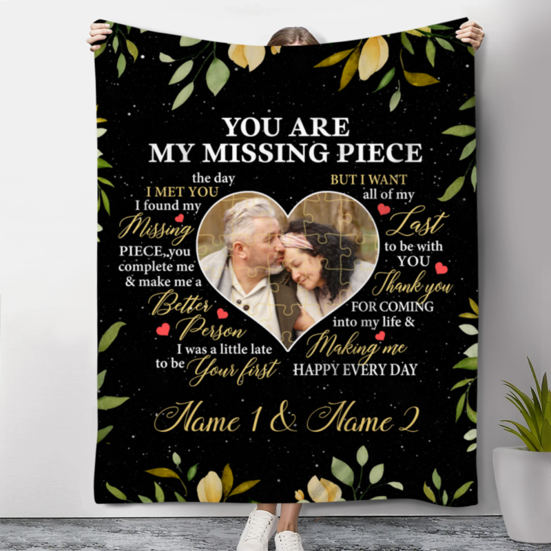 you are my missing piece personalized blanket photo gifts for husband anniversary gifts for boyfriend