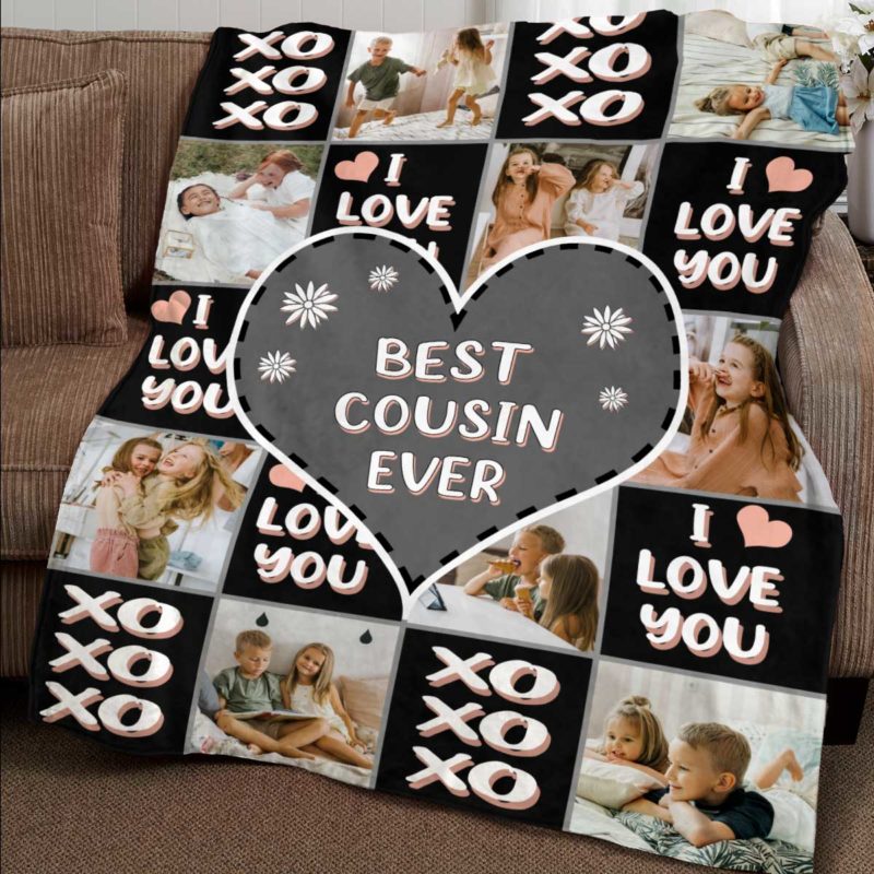 Best Cousin Ever Collage Blanket, Personalized Cousin Gifts, Custom