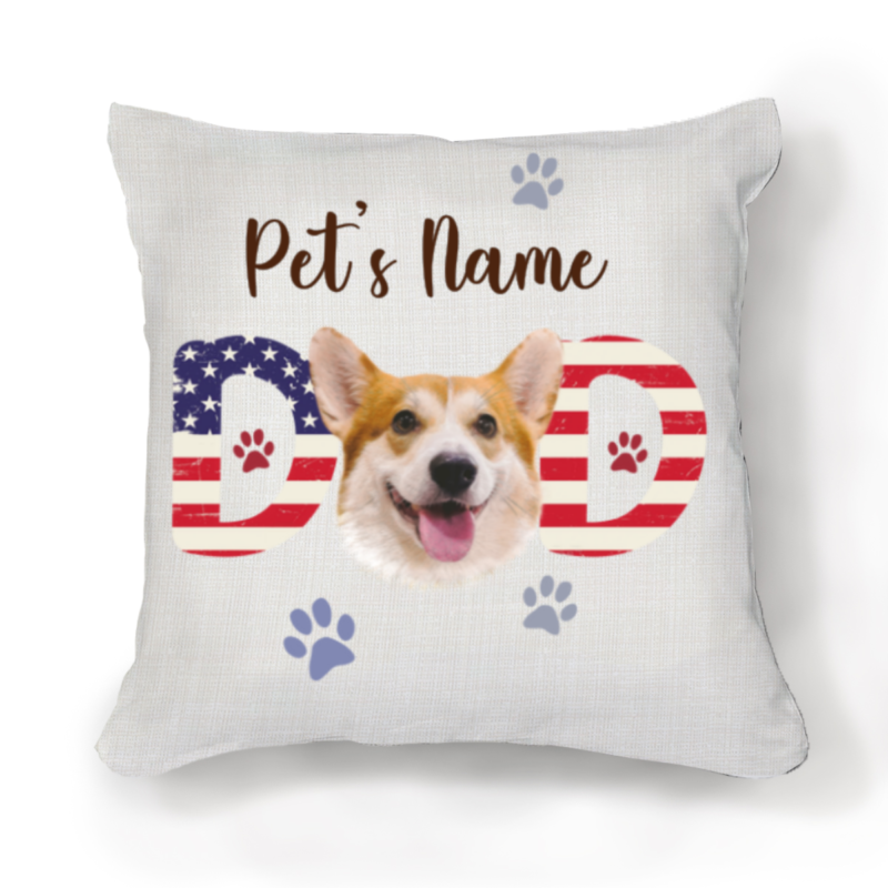 american flag dog dad pillow with dog face dog dad 4th of july personalized pillow gifts for dad from dog