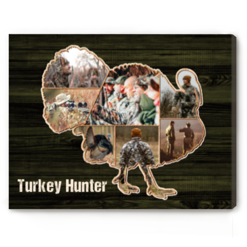 Turkey Hunting Photo Collage Canvas, Custom Gifts For Hunters, Turkey Hunter Gifts For Him