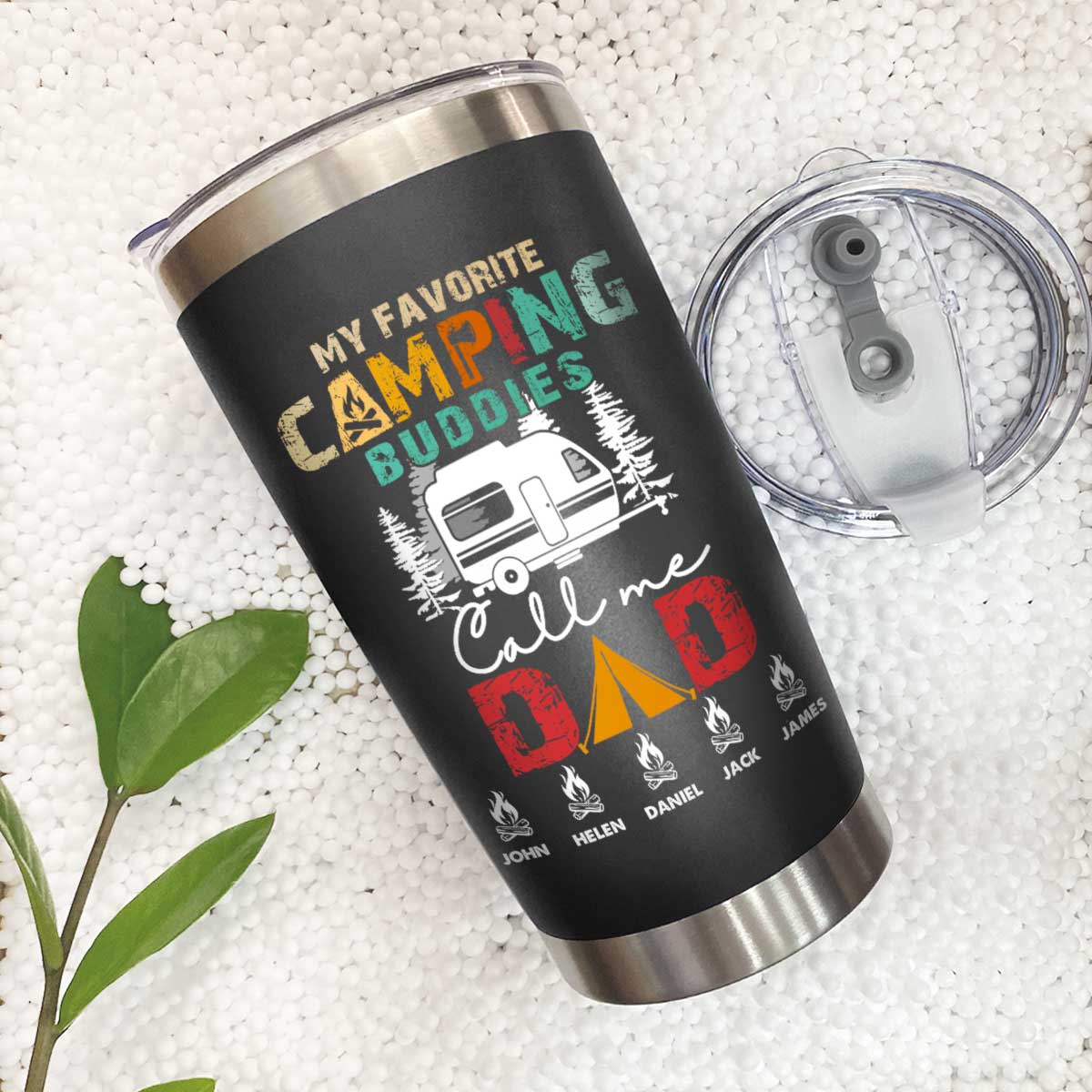 dad's camping squad tumbler with names camping gifts for dad camping dad tumbler camping lover dad gifts