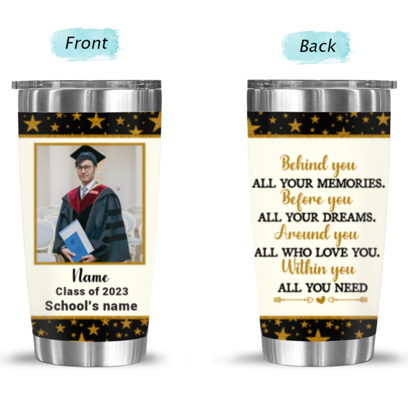 behind you all your memories photo tumbler graduation gifts for guys 2023 graduation tumbler