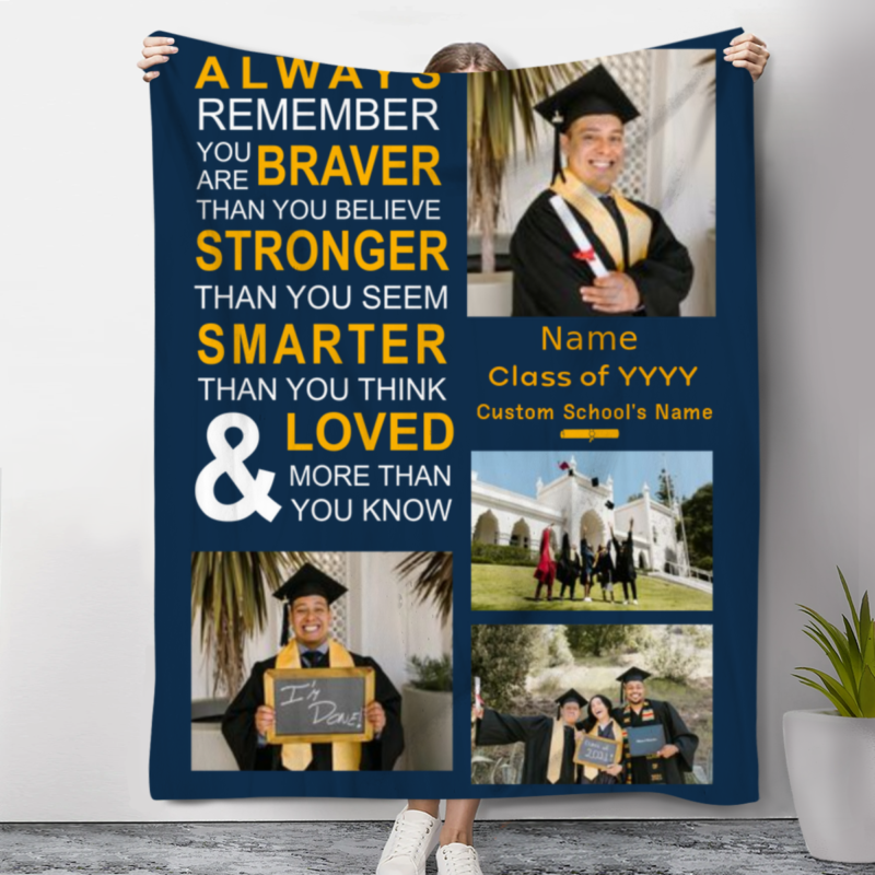 always remember you are braver photo blanket personalized graduation blanket gift for college grads grad gifts for him