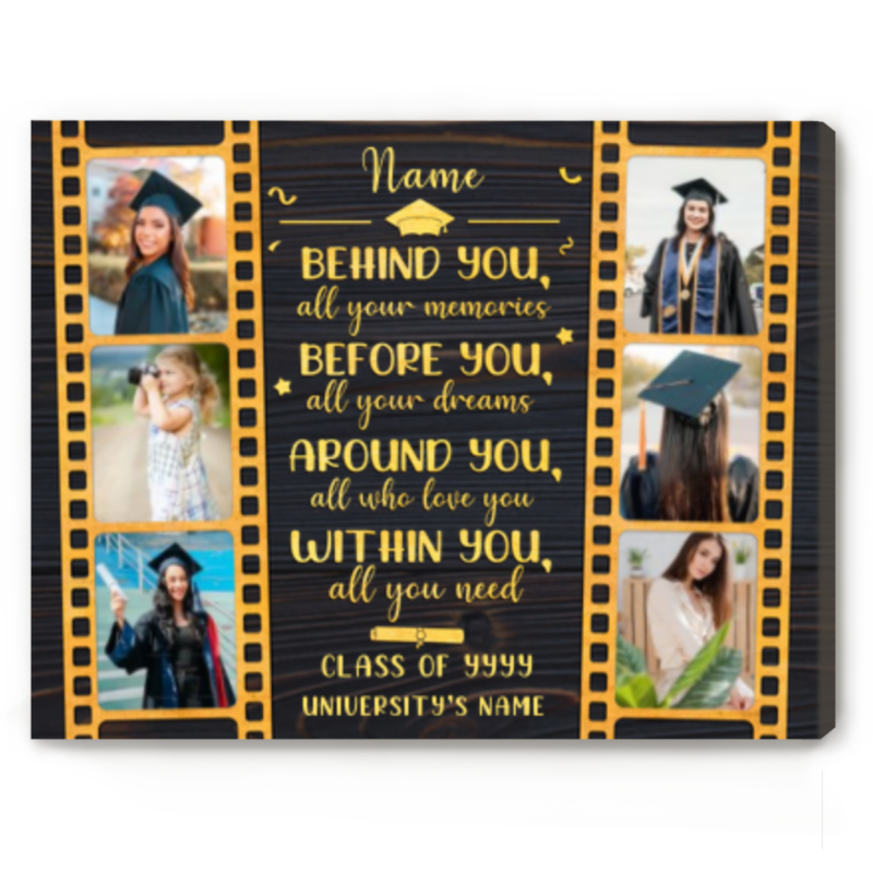 graduation gift personalized photo collage behind you all the memories canvas college grad gift