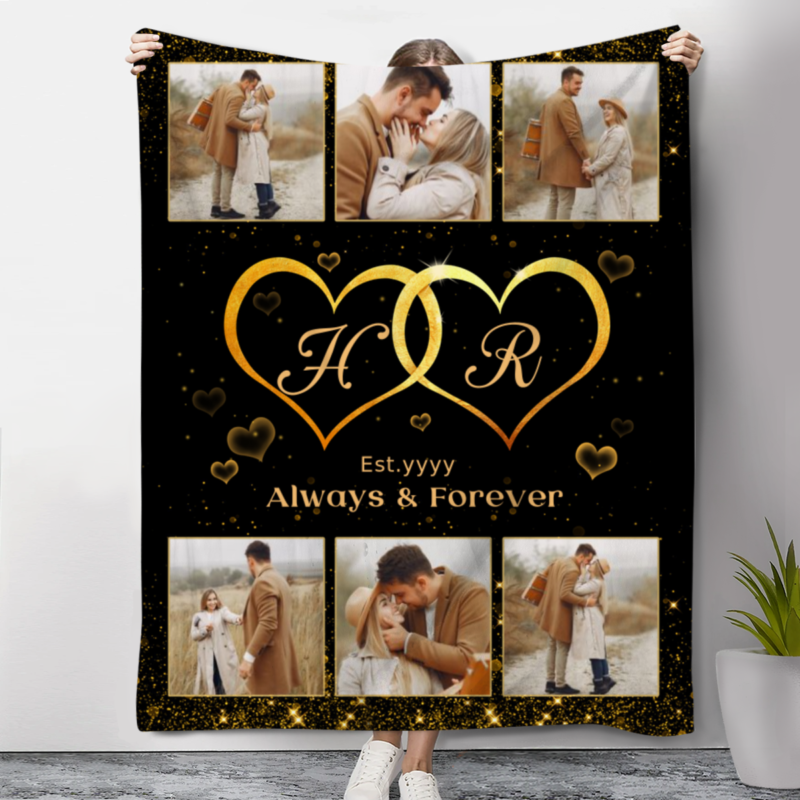 couple initials wedding personalized blanket wedding photo gifts wedding gifts for bride and groom