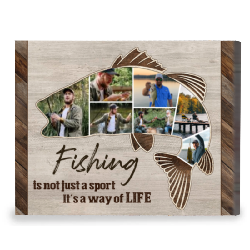 bass fish photo collage personalized canvas bass fishing gift christmas fishing gifts for him