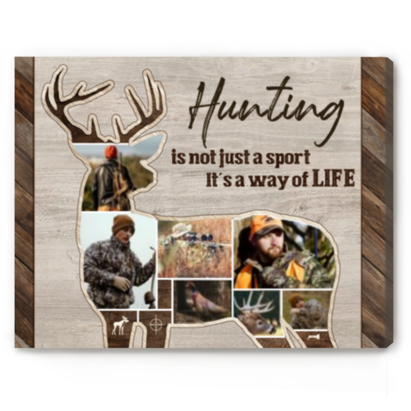 Hunting Deer Photo Collage Personalized Canvas, Hunting Gift for Dad, Custom Gift for Deer Hunter, Hunter Wall Art, Deer Hunting Decor