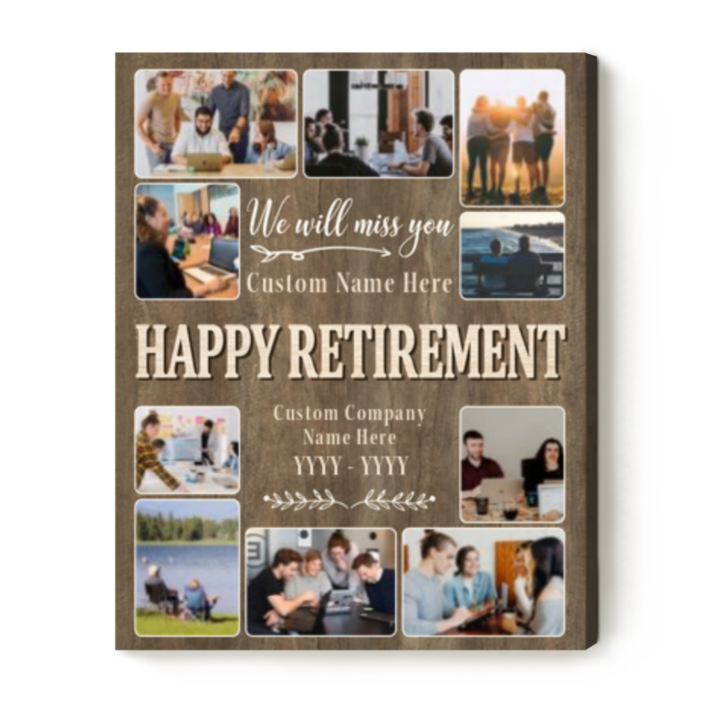 happy retirement photo collage canvas personalized retirement gifts retirement gifts for men we will miss you