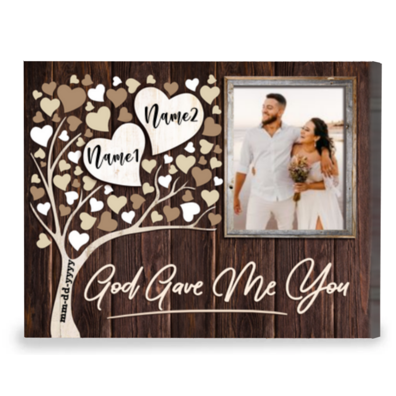 god gave me you photo personalized canvas husband wedding gift from wife christian wedding gifts