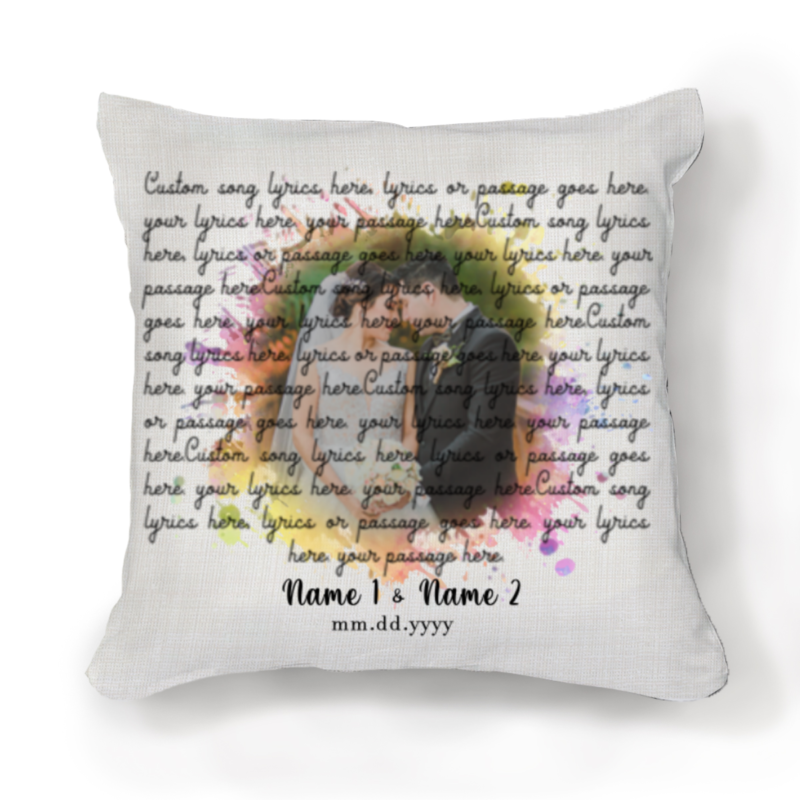 photo with song lyric pillow first dance wedding song gifts newlywed gift personalized