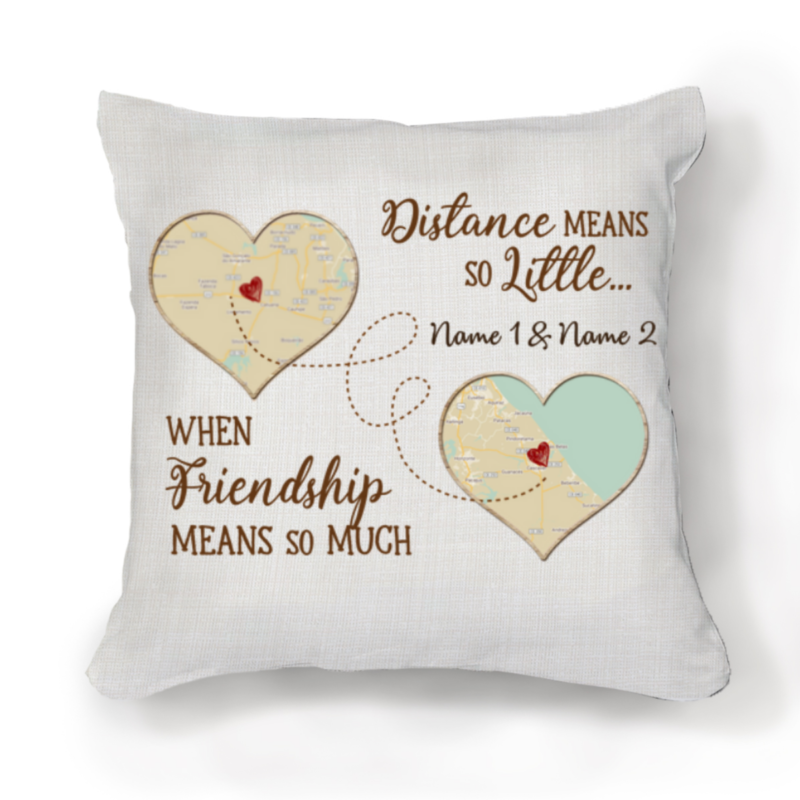 long distance friendship pillows personalized best friend christmas gifts distance means so little when friendship means so much