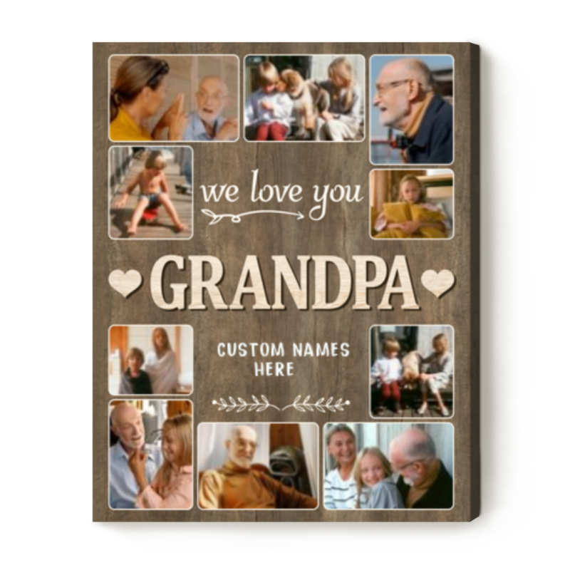 we love you grandpa photo collage canvas personalized grandpa christmas gifts gift for grandfather with names