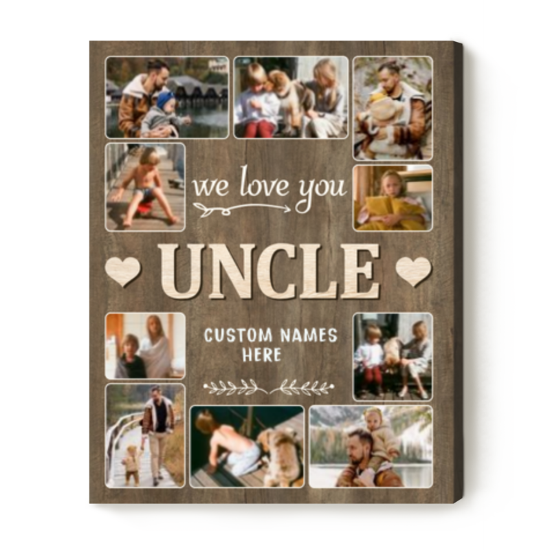 we love you uncle photo collage canvas christmas gift for uncle personalized gifts for uncle with names